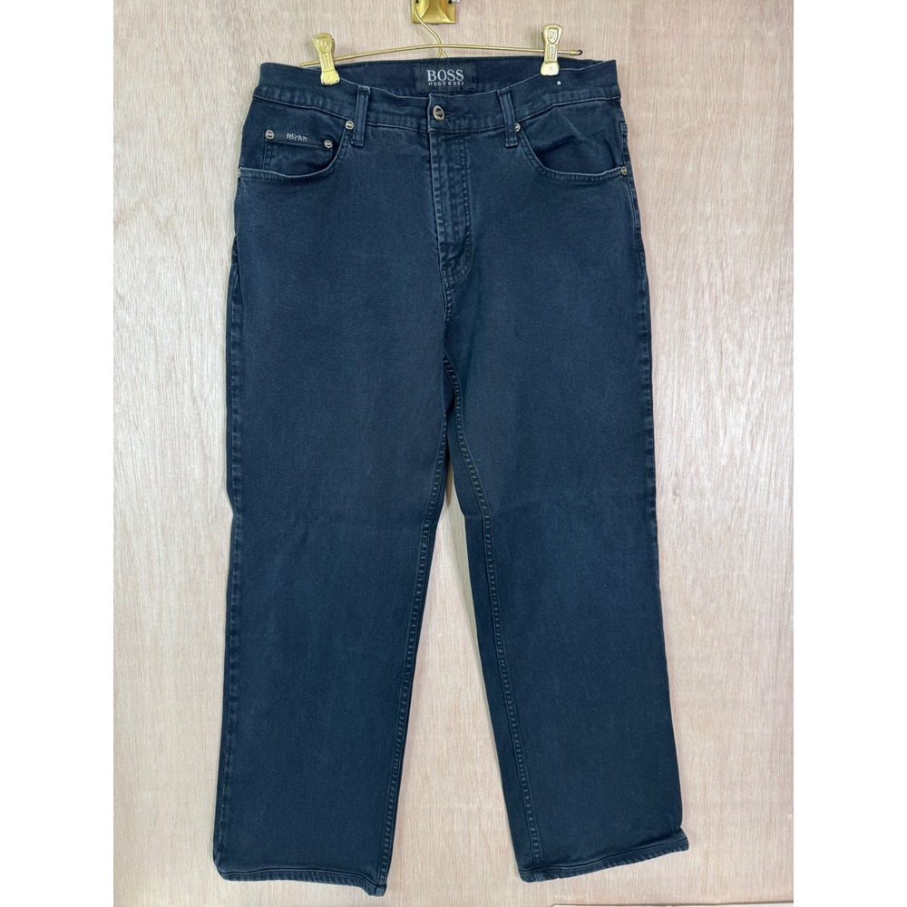 BOSS Hugo Boss Mens Black Jeans Luxury Straight Leg Denim Pants 33x28